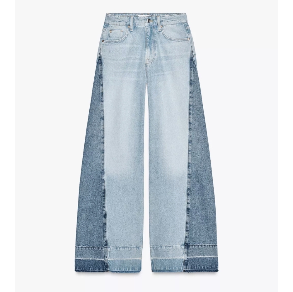 ZARA Z1975 WIDE LEG HIGH-WAIST COMBINED JEANS